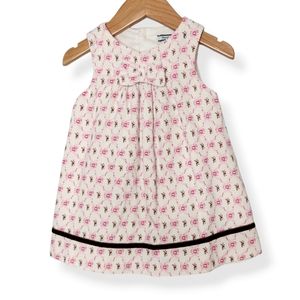 Hartstrings Sleeveless Corduroy Pink Floral Bow Pullover Dress Size 12M